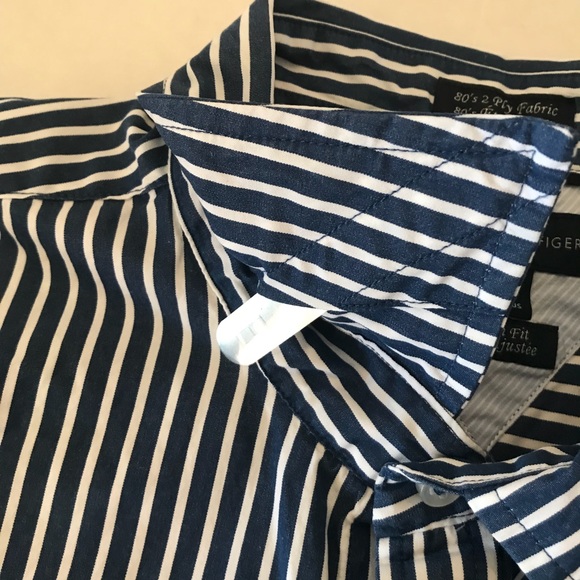 TOMMY HILFIGER Navy Stripe Button Down Shi… - Picture 5 of 7